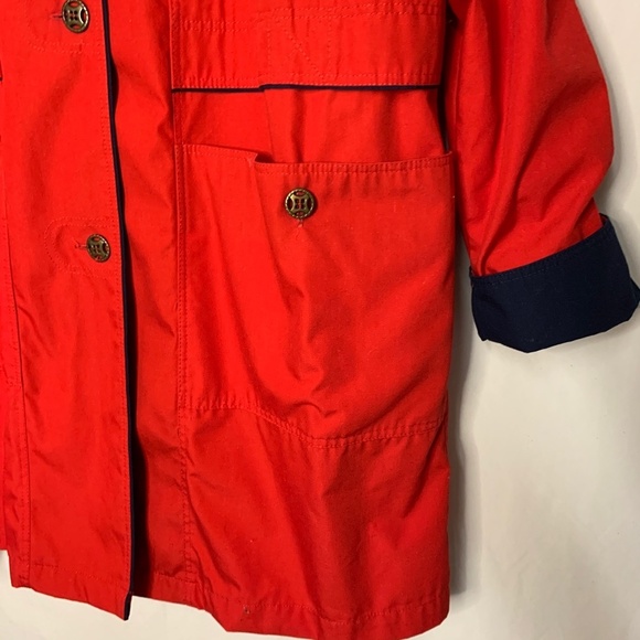 Misty Harbor Any Weather Rain Coat Womens 10 Red Fabric Lined Slicker Pockets M - Picture 3 of 14
